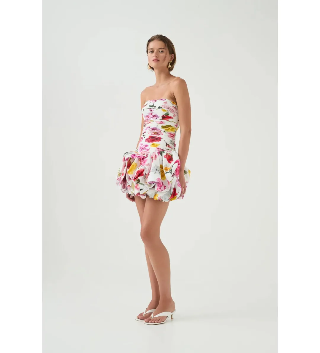 Aje Violette Bubble Hem Mini Dress Collage Floral Size AU 10 for rent on The Volte - main image