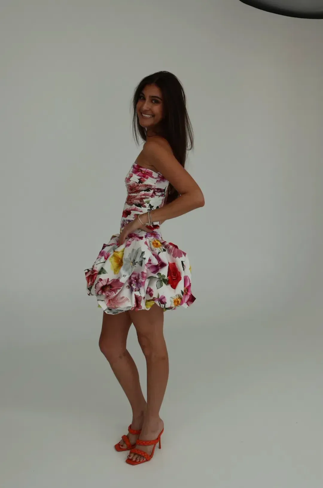 Aje Violette Bubble Hem Mini Dress Collage Floral Size AU 8 for rent on The Volte - main image