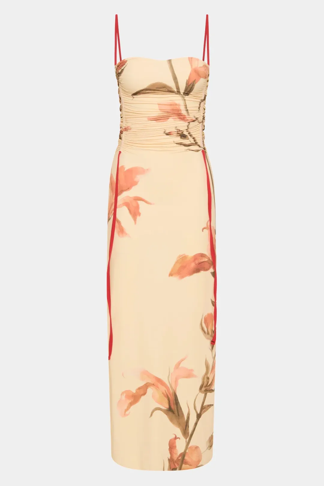 Sir the Label Hana Ruched Midi Dress Gladioli Print Size 2 / AU 10 for rent on The Volte - main image