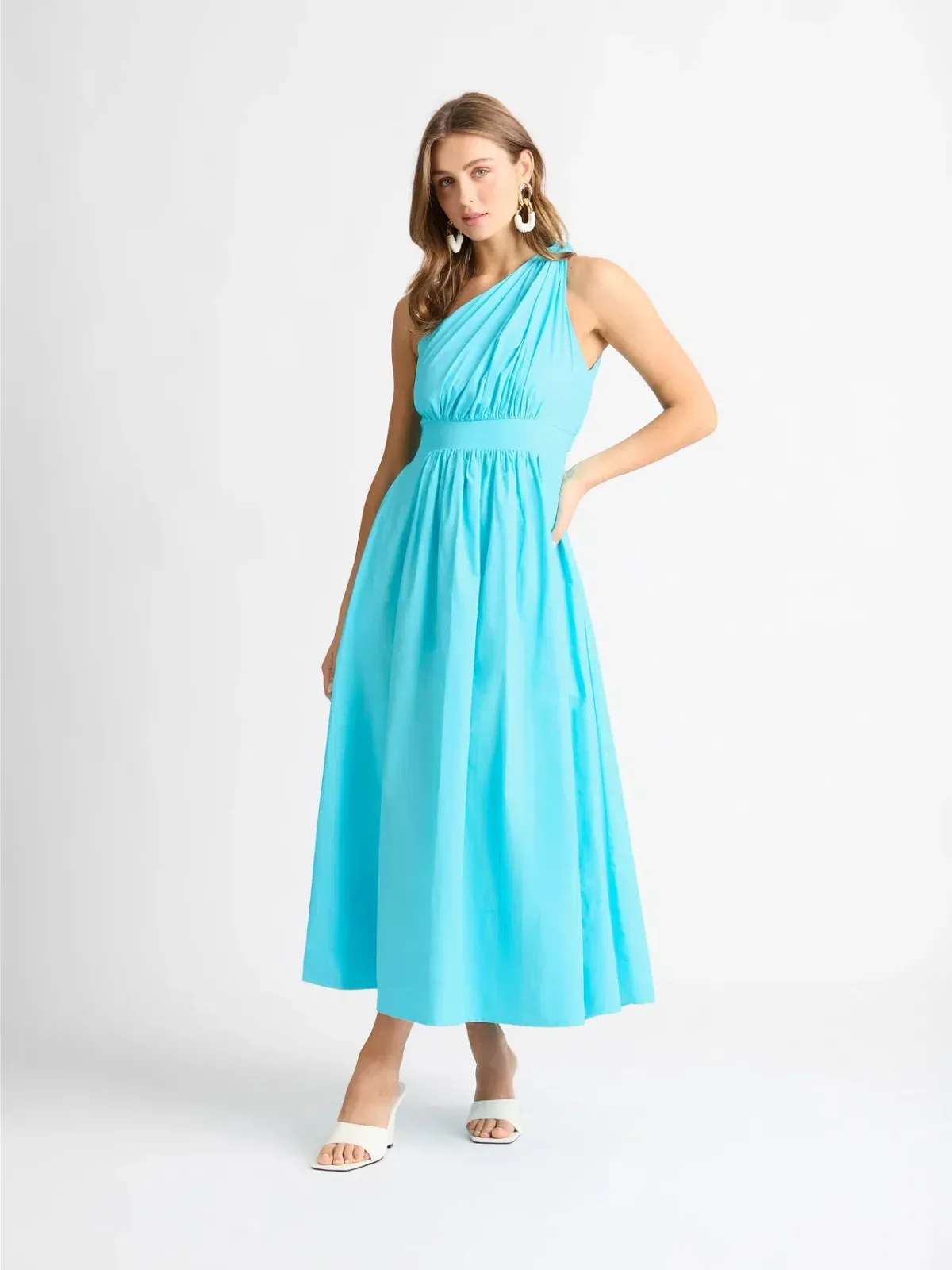 Sheike Isla One Shoulder Maxi Dress Blue Size 12 for rent on The Volte - main image