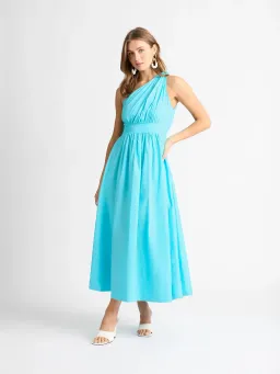 Sheike Isla One Shoulder Maxi Dress Blue Size 12 for rent on The Volte - image 1