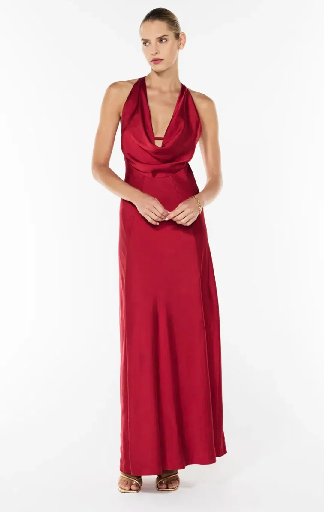 Manning Cartell Charmed Cowl Slip Maxi Dress in Ruby Red Size AU 4  for rent on The Volte - main image