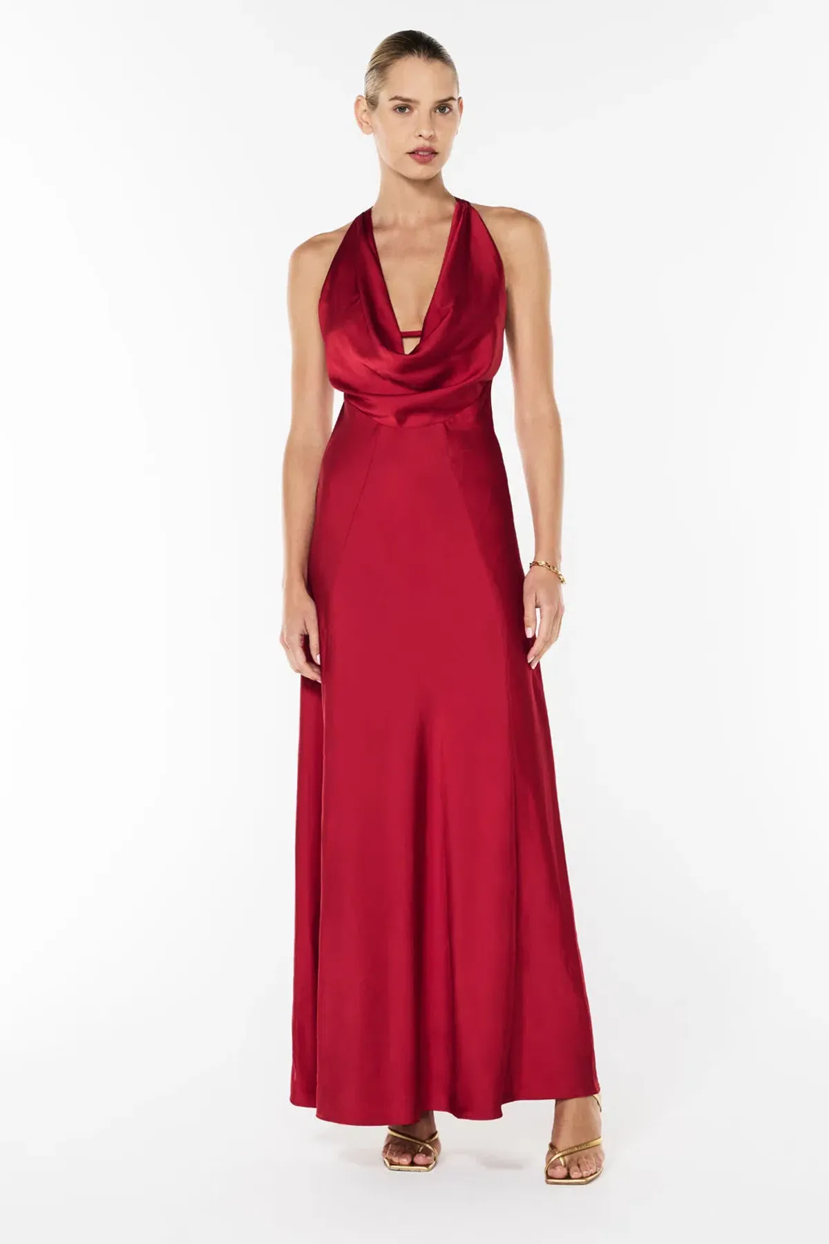Manning Cartell Charmed Cowl Slip Maxi Dress in Ruby Red Size AU 4  for rent on The Volte - main image
