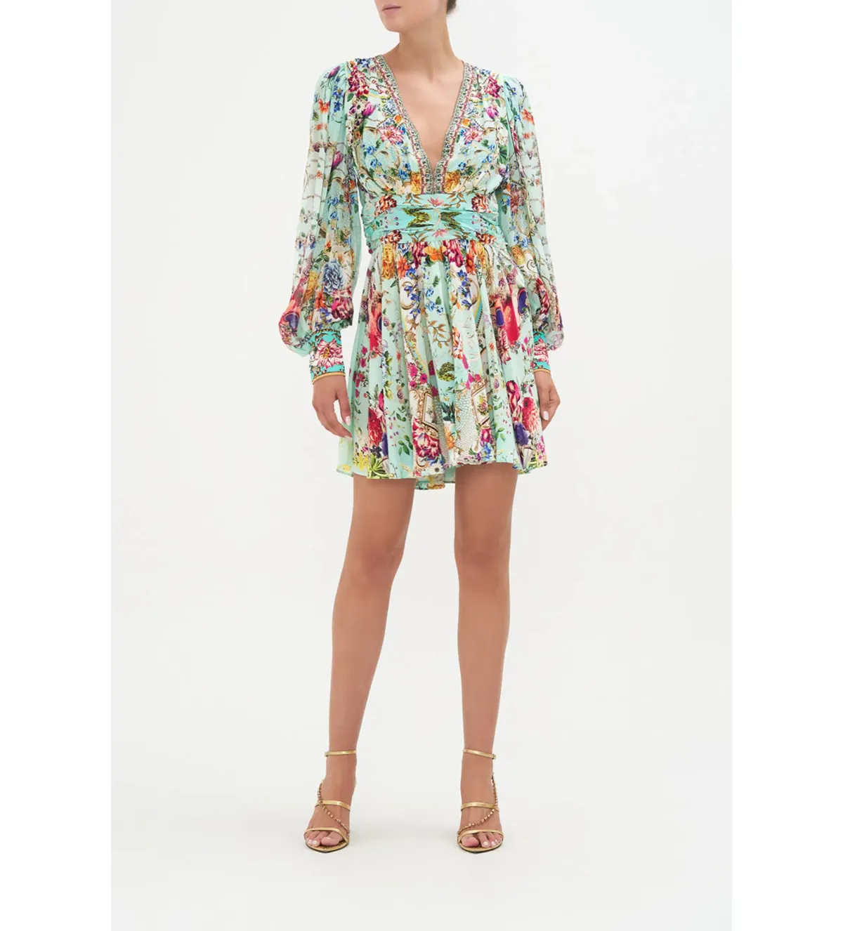 Camilla Honey Honey Short Dress With Blouson Sleeve Print Size XS / AU 8 for rent on The Volte - main image