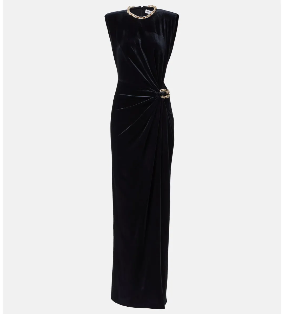 Self Portrait Embellished chain-detail velvet maxi dress Size AU 8 for rent on The Volte - main image