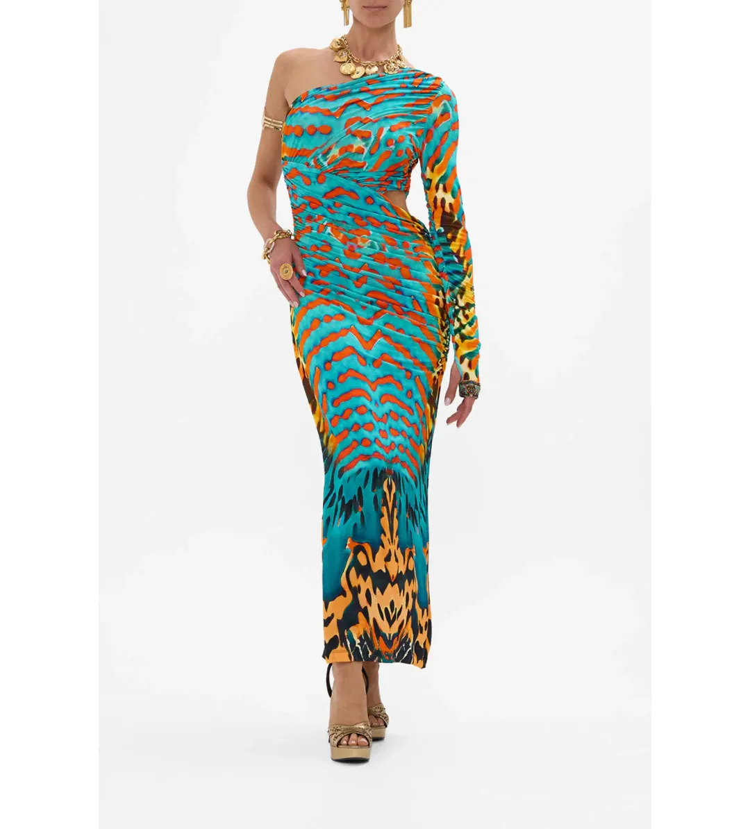 Camilla one shoulder jersey cut out dress Size AU 10 for rent on The Volte - main image