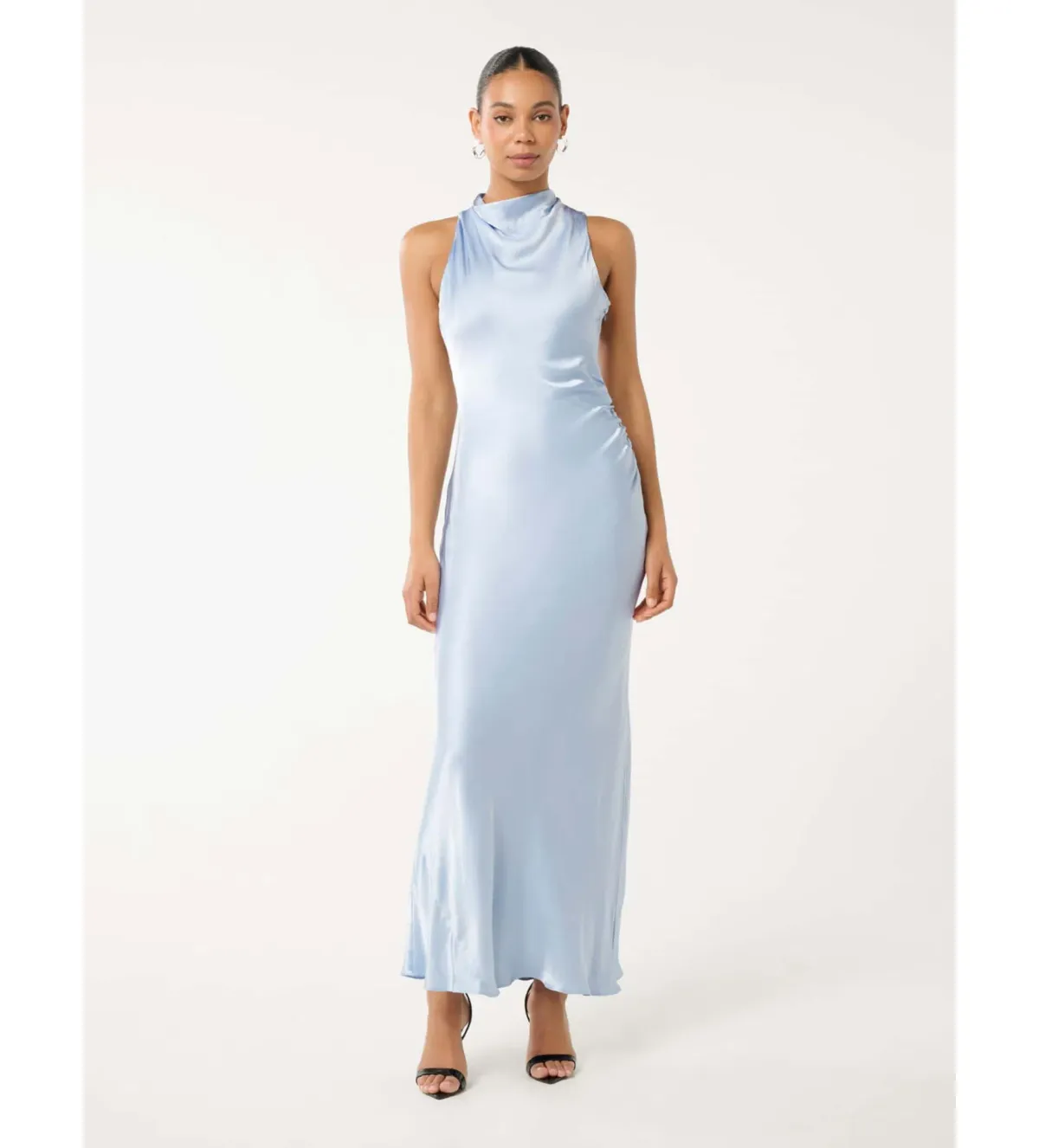 Forever New Michelle Open-Back Satin Maxi Dress Blue Size 12 for rent on The Volte - main image