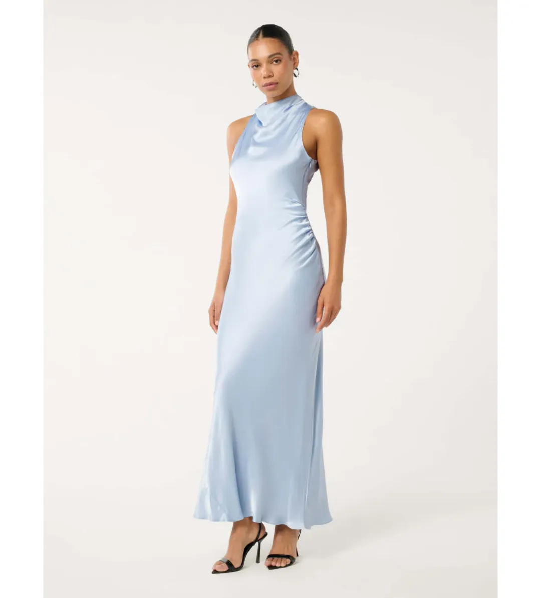 Forever New Michelle Open-Back Satin Maxi Dress Blue Size 12 for rent on The Volte - main image