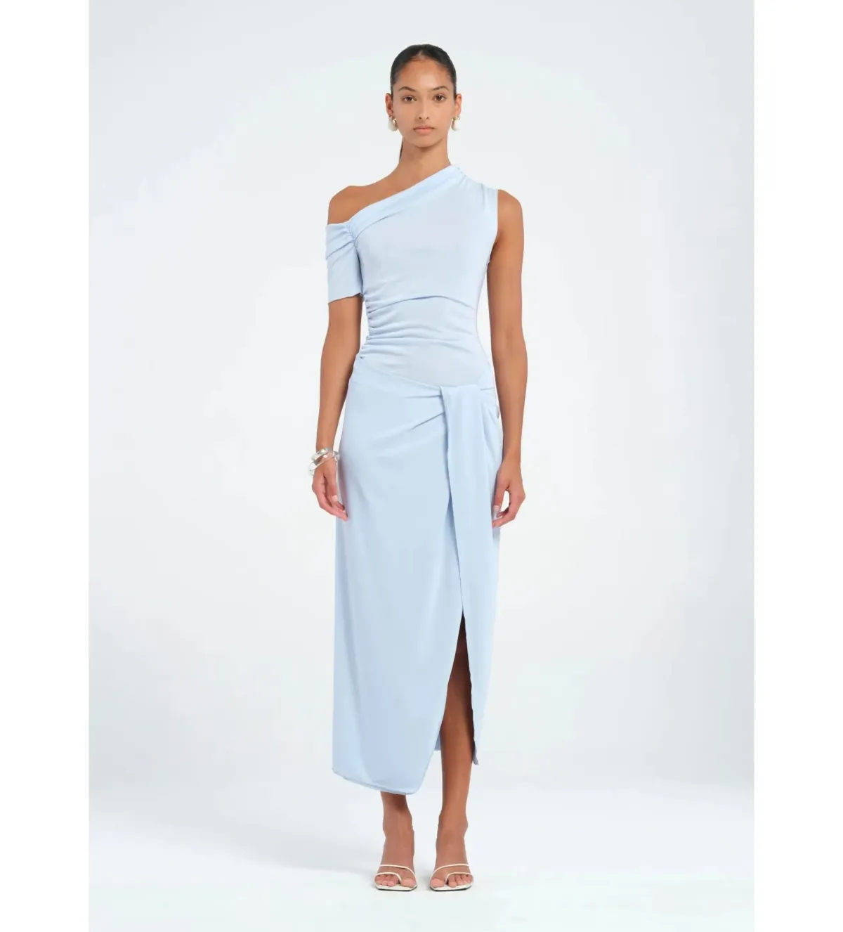 Benni Cleo One Shoulder Maxi Dress in Sky Blue Size AU 8 for rent on The Volte - main image