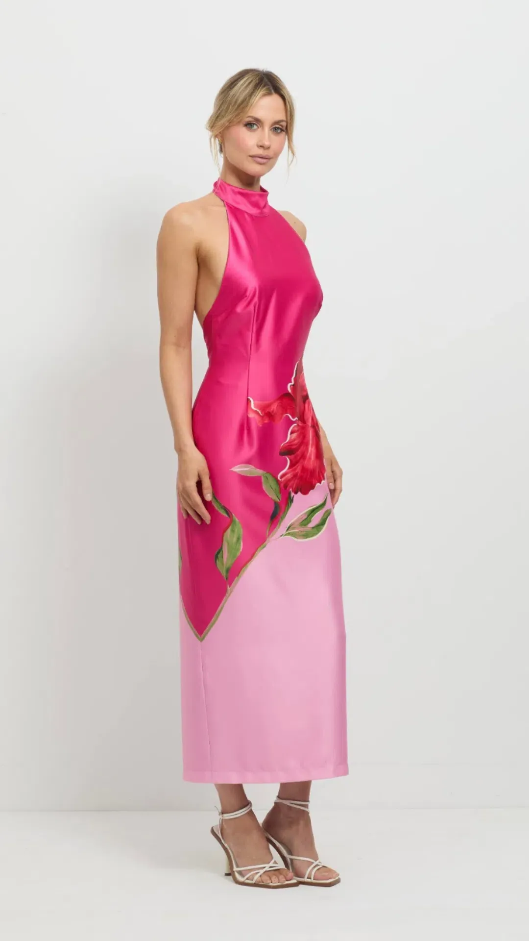 Pasduchas Pompon Halter Midi Dress Pink Size AU 10 for rent on The Volte - main image