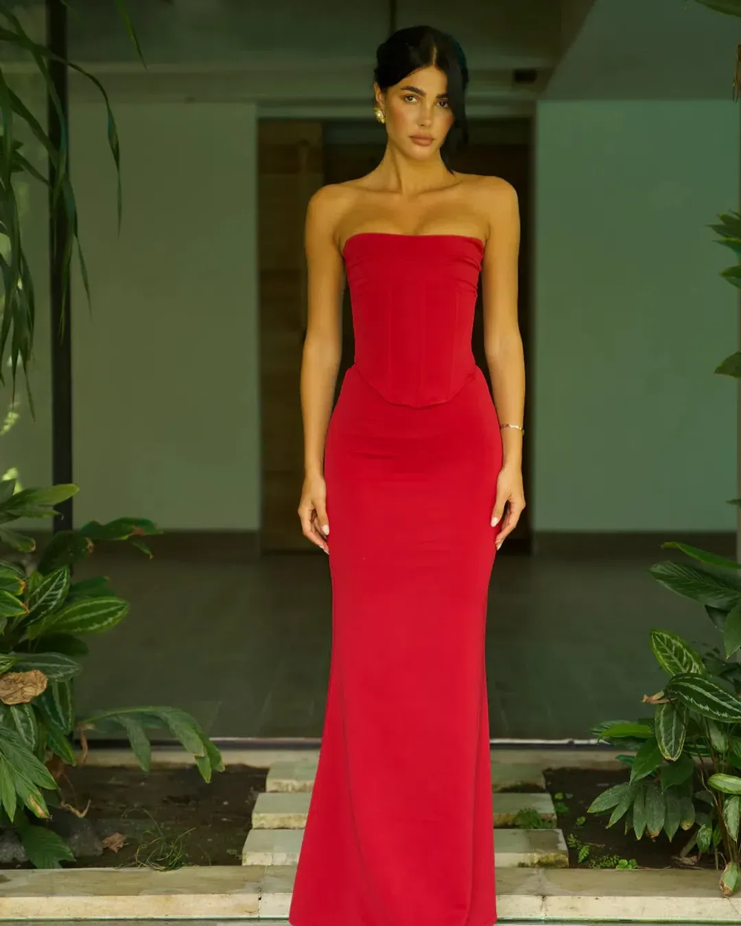 HNTR The Label Louie Gown in Wine Size 10 for rent on The Volte - main image