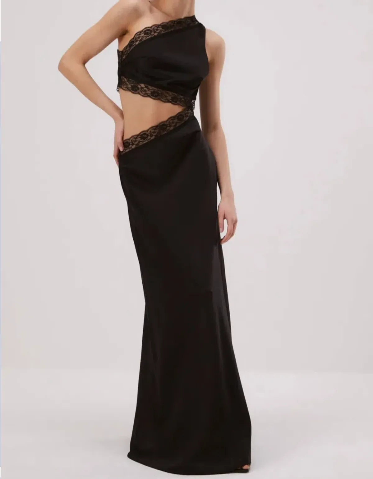 MISHA Jillian Silk Maxi Dress Black Size 10 for rent on The Volte - main image