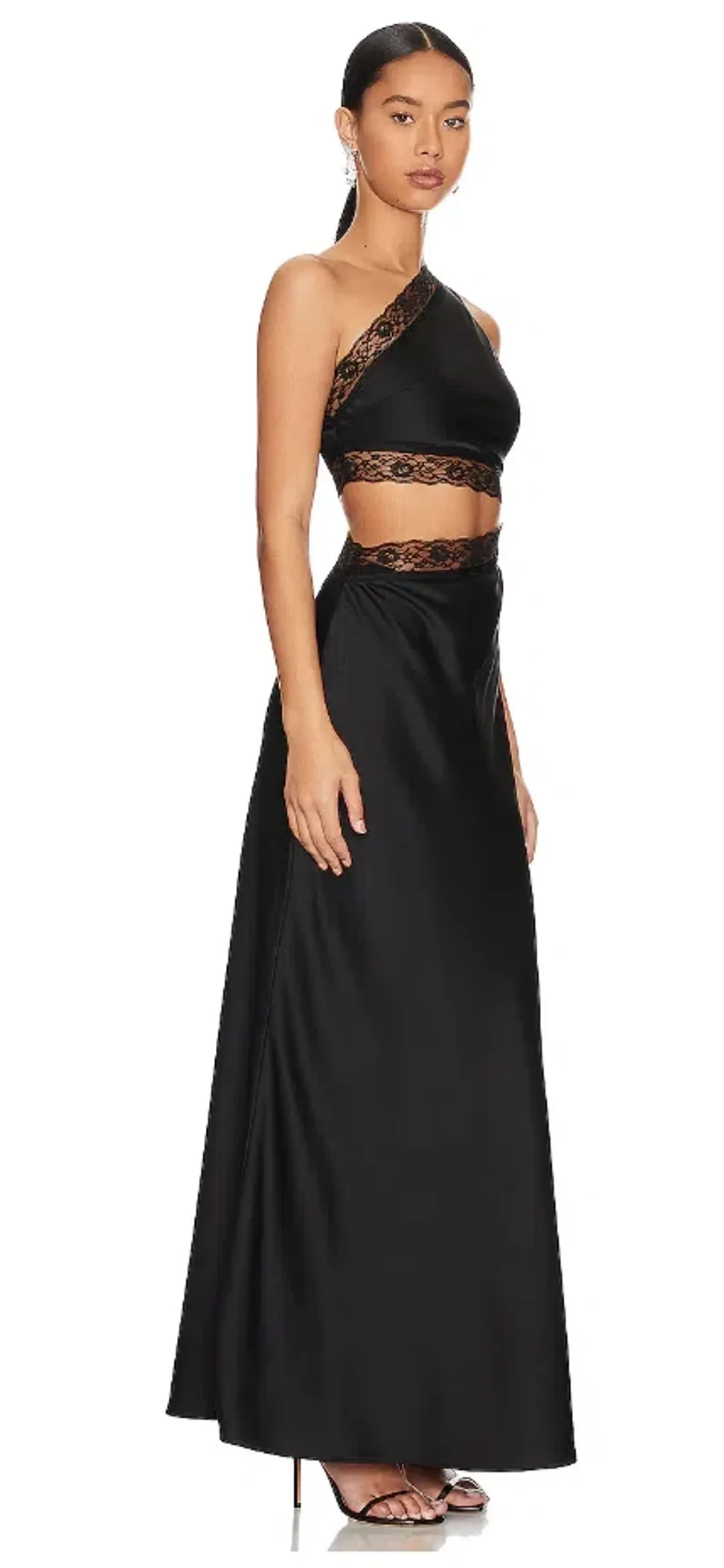 MISHA Jillian Silk Maxi Dress Black Size 10 for rent on The Volte - main image