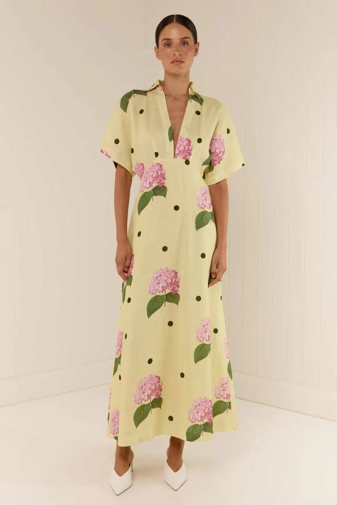 Palm Noosa Jasmine Dress Yellow Floral Size AU 12 for rent on The Volte - main image