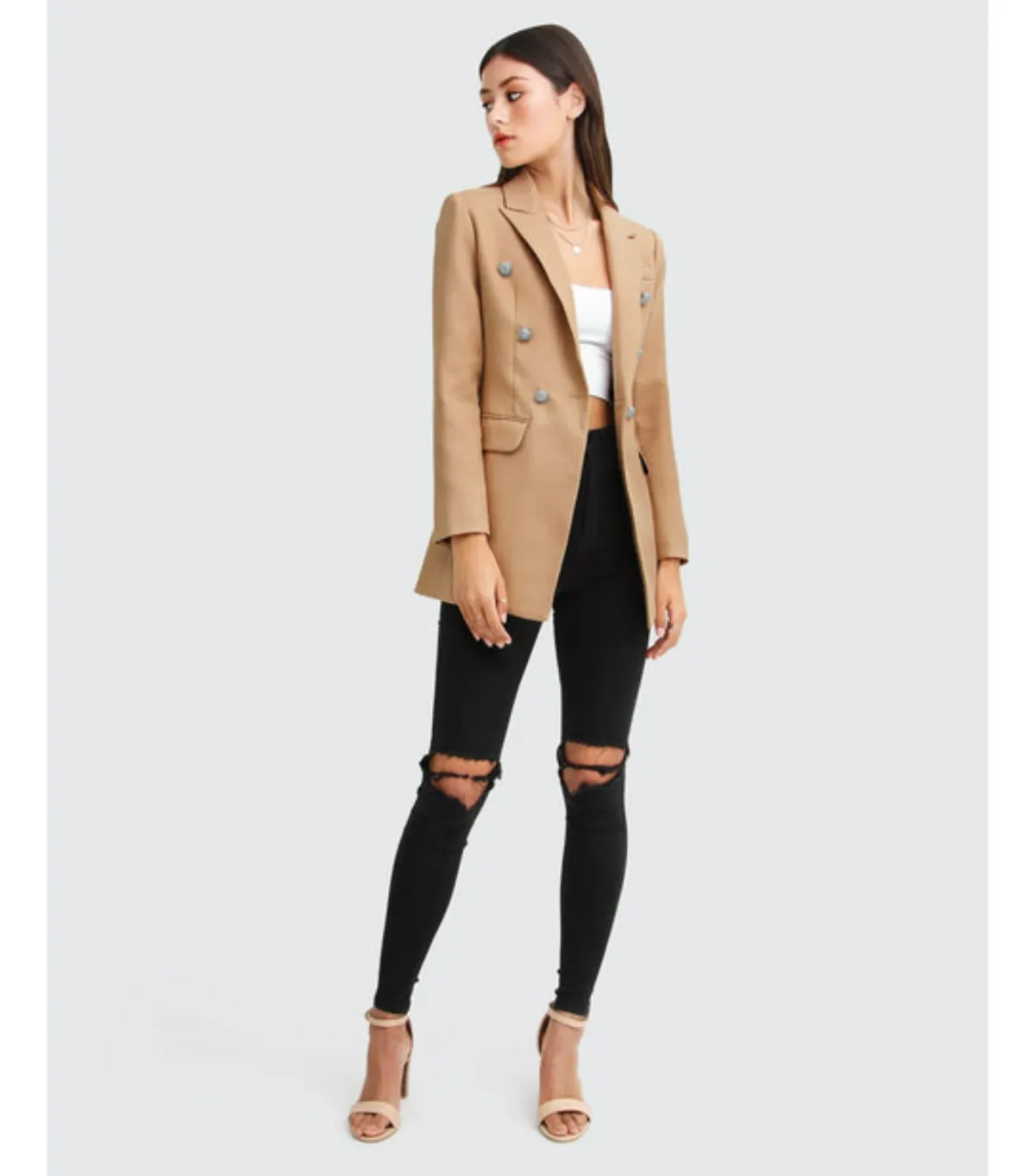 Belle & Bloom Princess Polina Textured Weave Blazer Camel Size S / AU 8 for rent on The Volte - main image