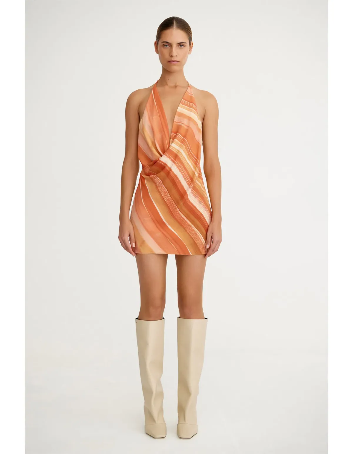 Significant Other Patrice Halter Mini Dress in Sherbet Stripe Size AU 10 for rent on The Volte - main image