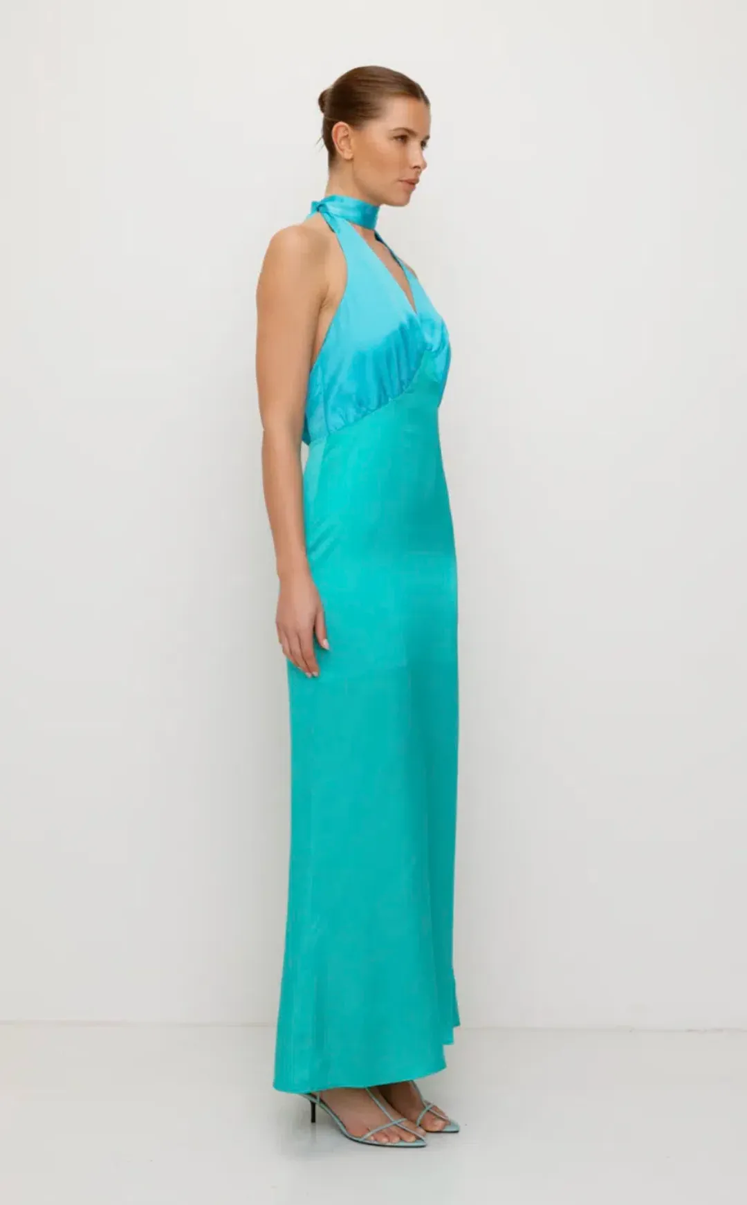 The Wolf Gang Oahu Slip Maxi Dress Aquamarine Size L/AU 12  for rent on The Volte - main image