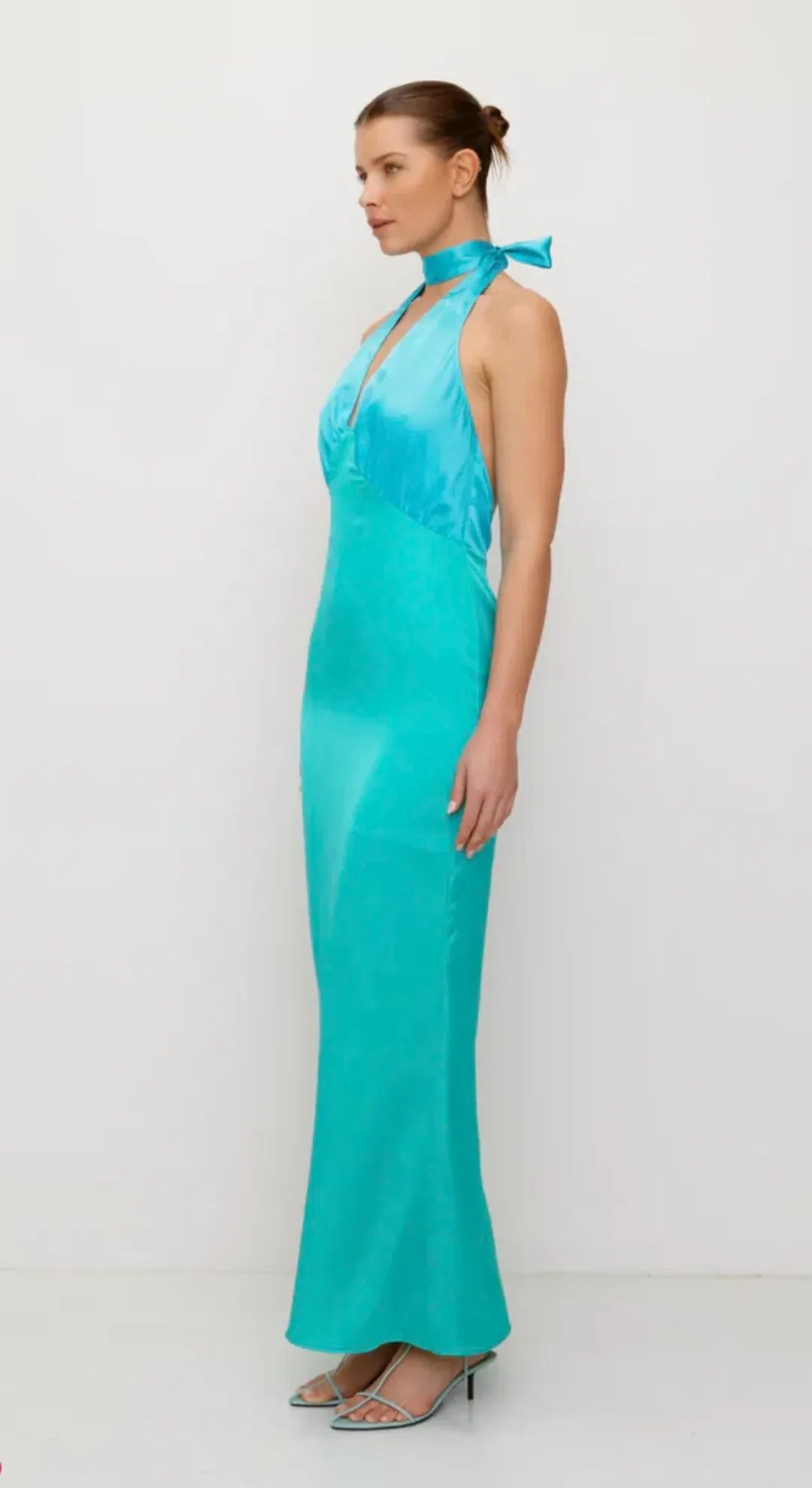 The Wolf Gang Oahu Slip Maxi Dress Aquamarine Size L/AU 12  for rent on The Volte - main image