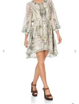 Camilla Lace Up Shirred Waist Mini Dress Daintree Dreaming Print Size S/AU 10 for rent on The Volte - image 2