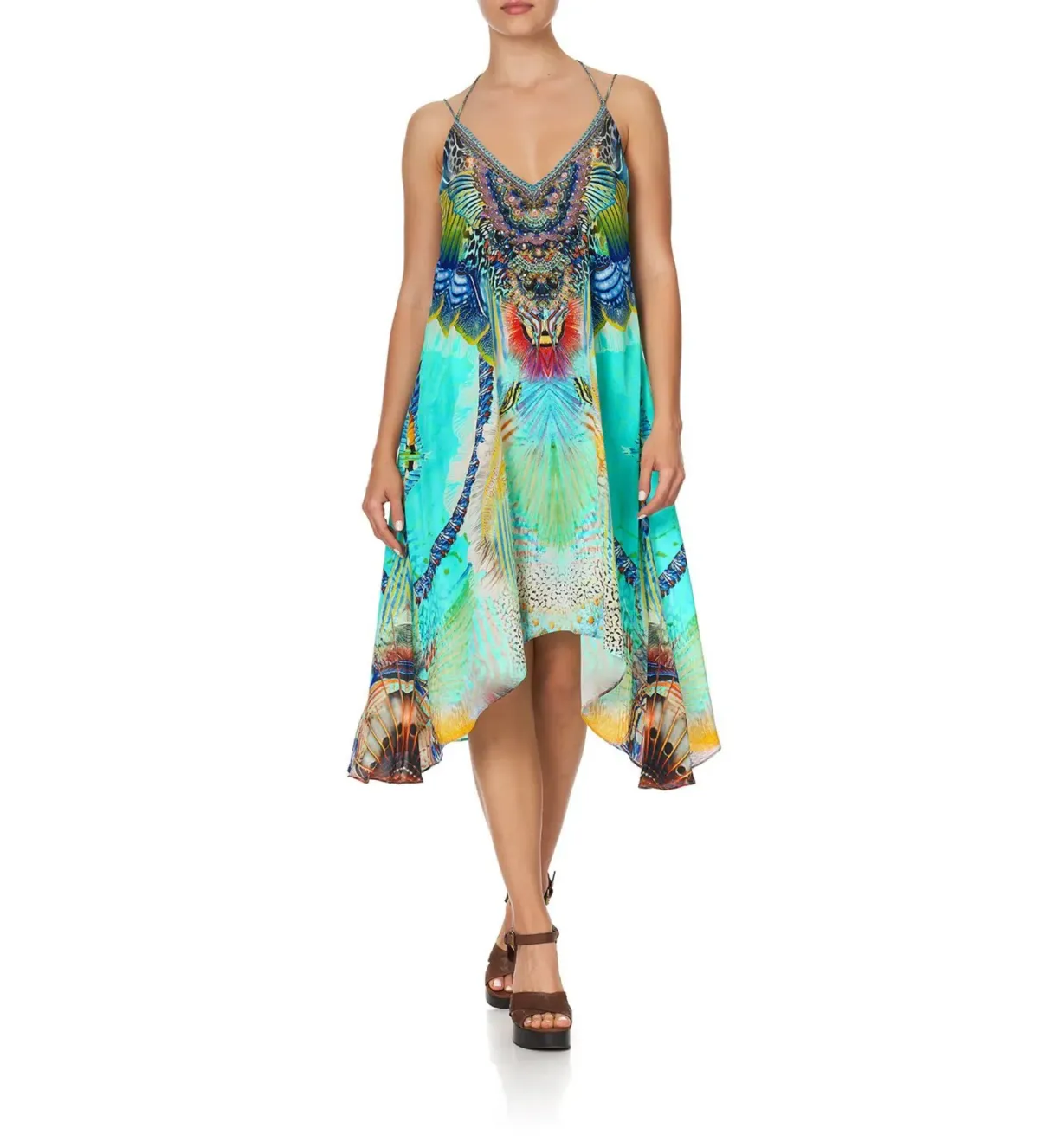 Camilla Reef Warrior V-Neck Strappy Flare Midi Dress Size S / AU 10 for rent on The Volte - main image