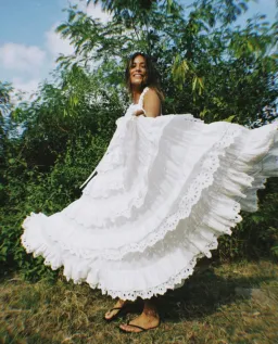 Innika Choo Schiffli Lace Frill Maxi Dress White Size 18 for rent on The Volte - image 6