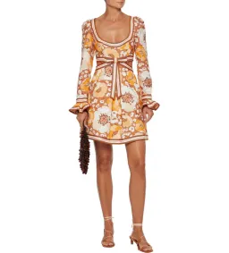 Zimmermann Super Eight Ribbon Mini Dress in Toffee Poppy Size 3 for rent on The Volte - image 1
