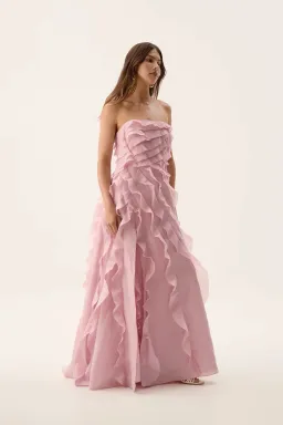 Aje Allairie Maxi Gown Chalk Pink Size AU 8 for rent on The Volte - image 3