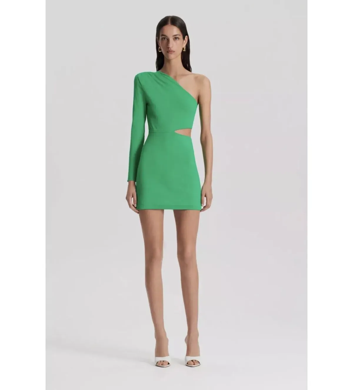 Scanlan Theodore Crepe Knit One Shoulder Mini Dress Size S / AU 8 for rent on The Volte - main image