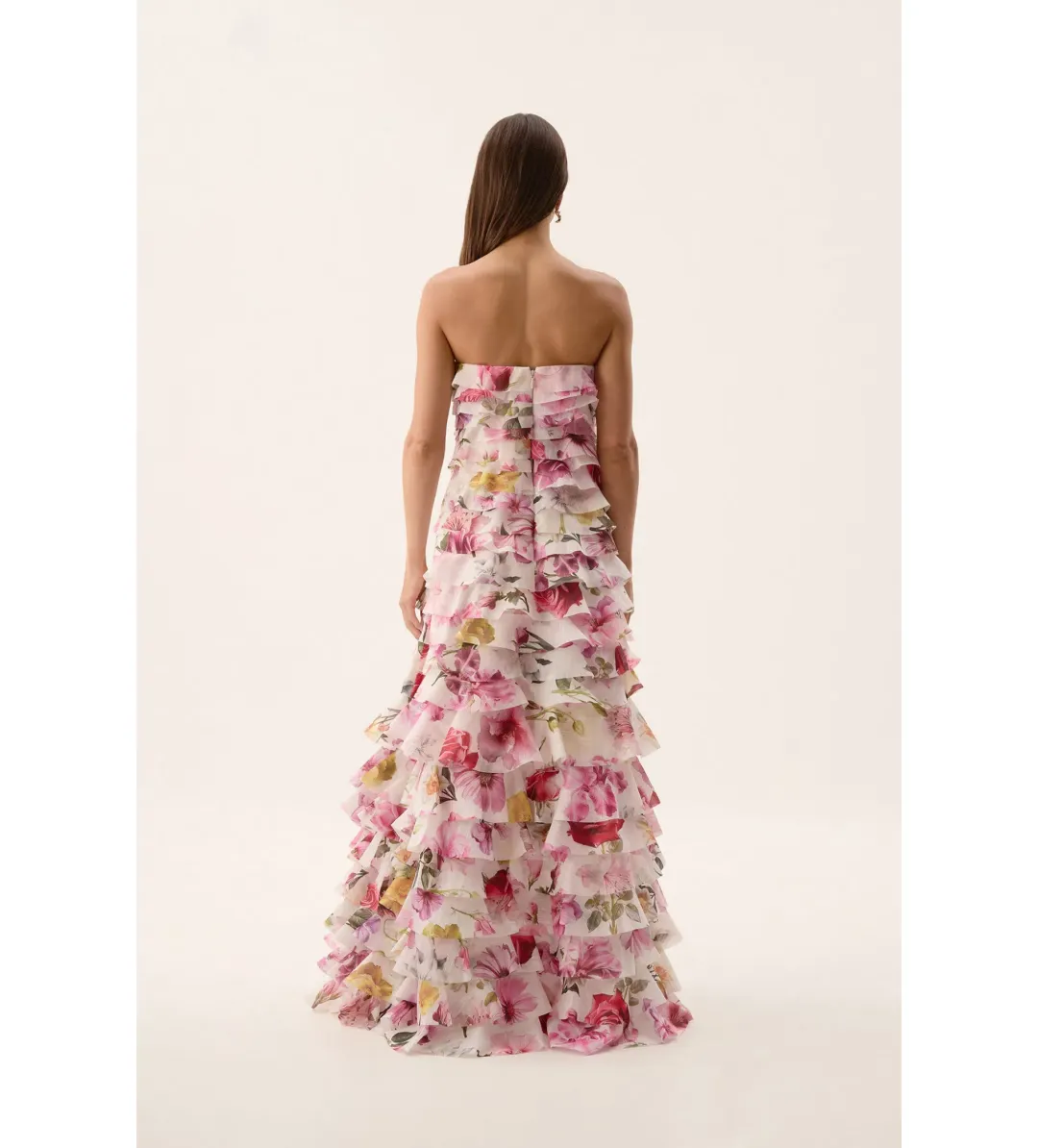 AJE Fleur Pleated Gown Collage Floral (Size 8) for rent on The Volte - main image