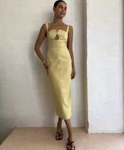 Camilla and Marc Brixton Midi Dress Mustard Yellow Size 12 for rent on The Volte - image 1