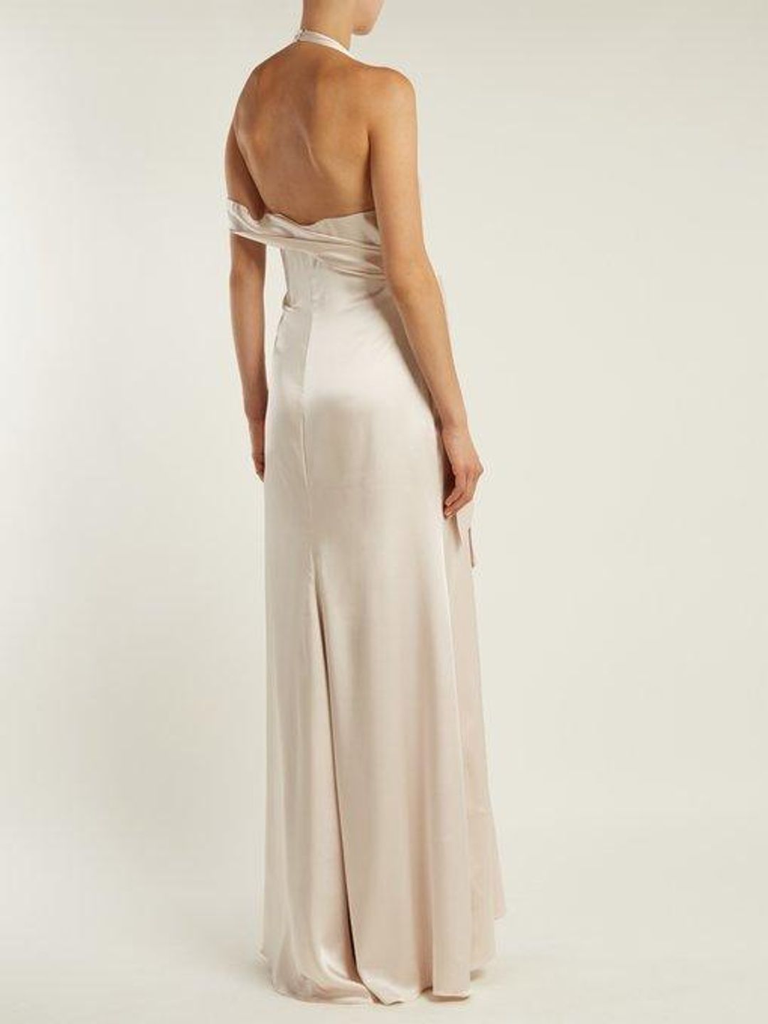 Jonathan Simkhai Silk Satin Halterneck Gown Cream Size 6 for rent on The Volte - main image