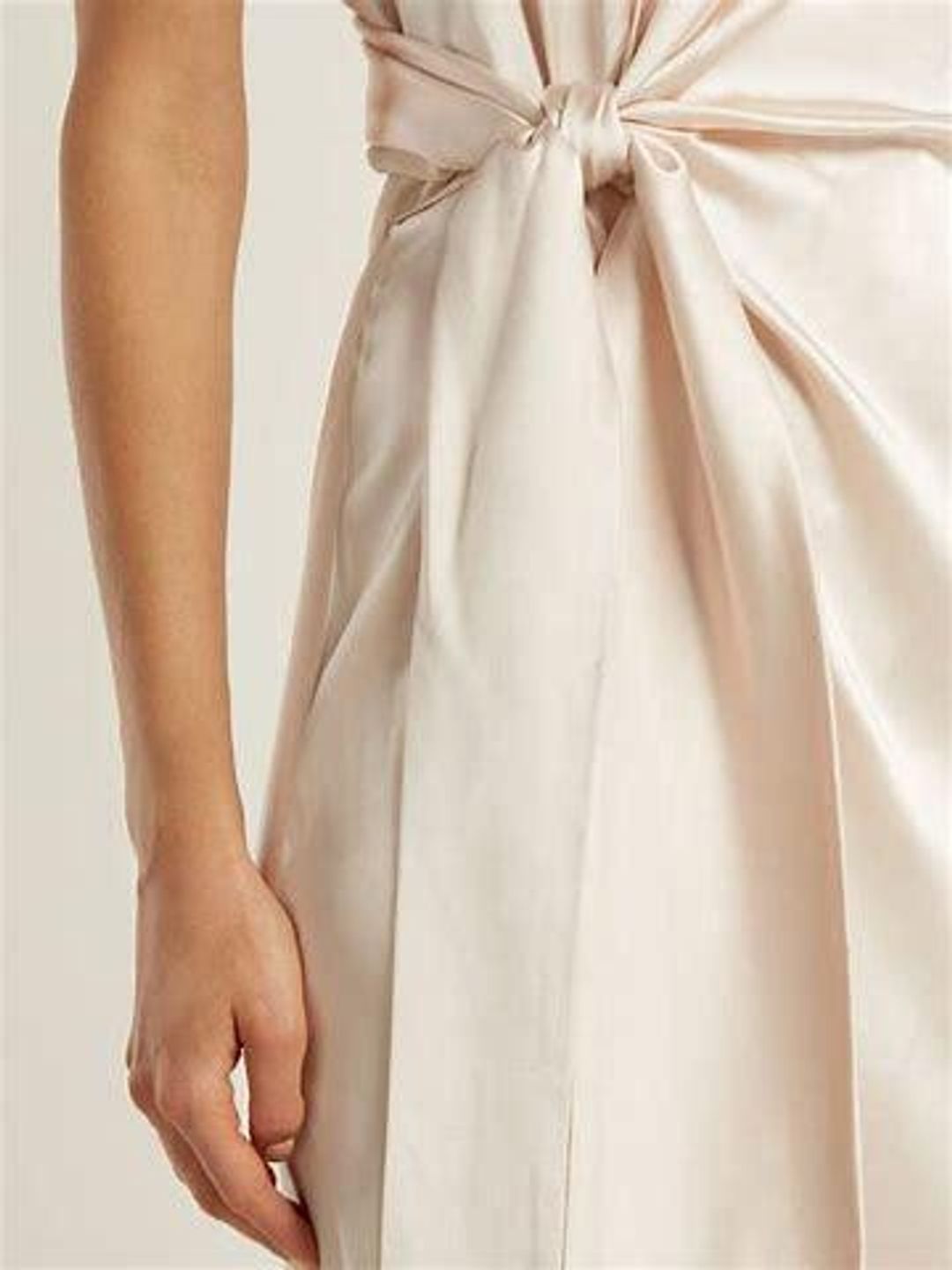 Jonathan Simkhai Silk Satin Halterneck Gown Cream Size 6 for rent on The Volte - main image