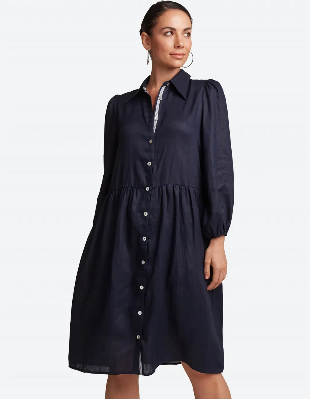 eb&ive Studio Midi Shirt Dress Navy Size S / AU 8-10 for rent on The Volte - main image