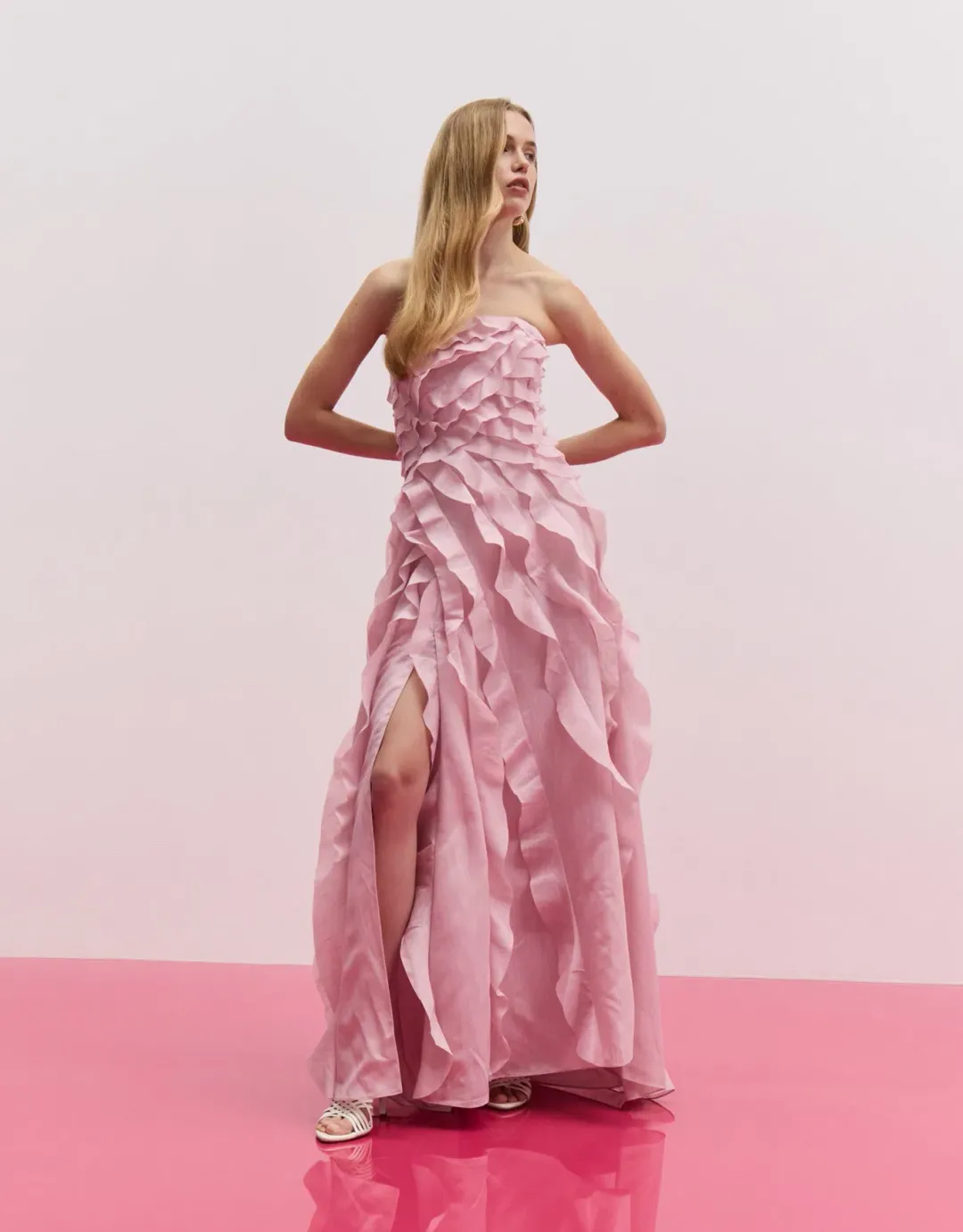 Aje Allairie Gown Chalk Pink Size 12 for rent on The Volte - main image