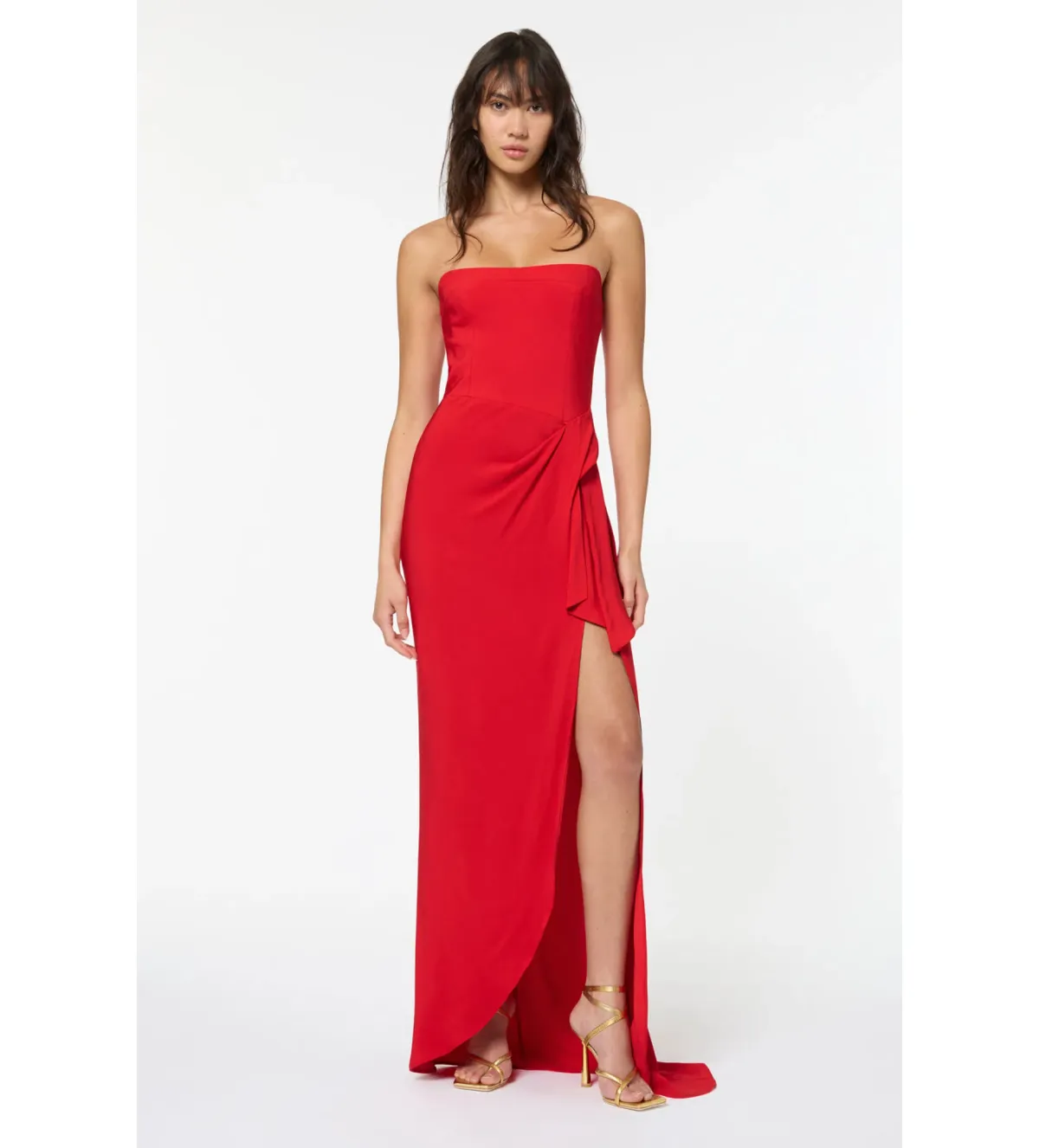 Manning Cartel Asymmetrical Games Strapless Gown Red Size 10 for rent on The Volte - main image