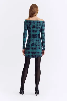 Suboo Shibori Long Sleeve Off Shoulder Dress Mini Green Size 8 for rent on The Volte - image 4