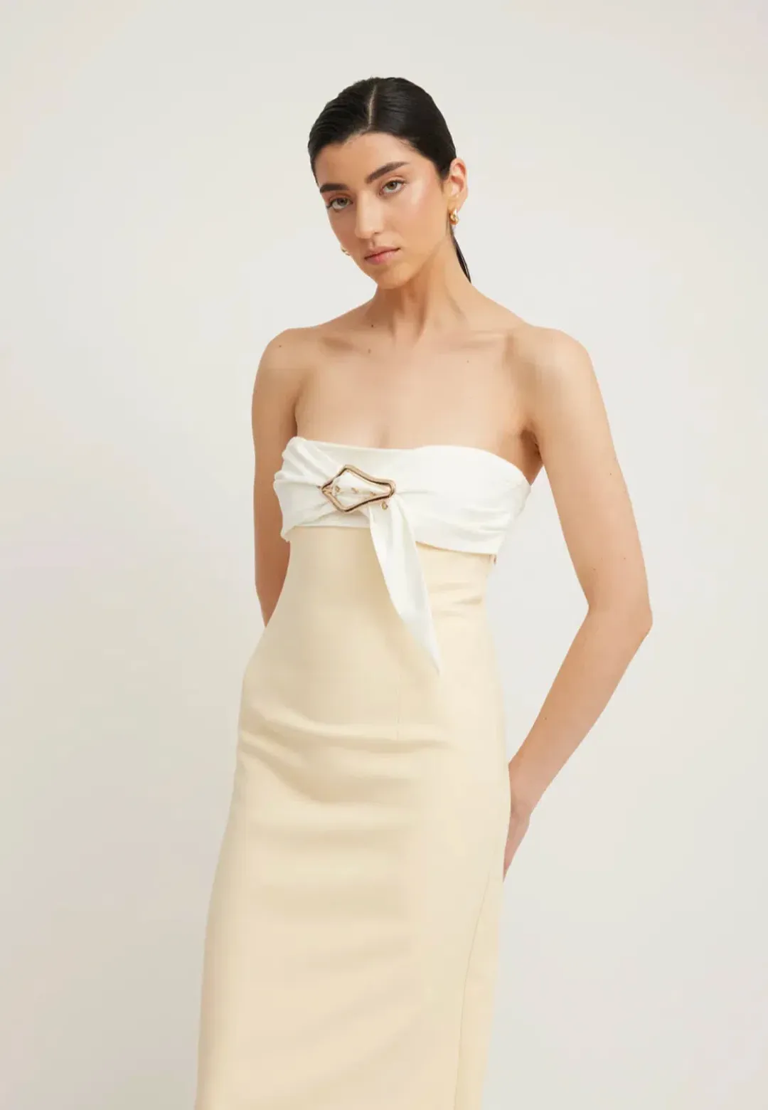 Tojha Kasai Dress Lemon/Ivory Size S / AU 8 for rent on The Volte - main image