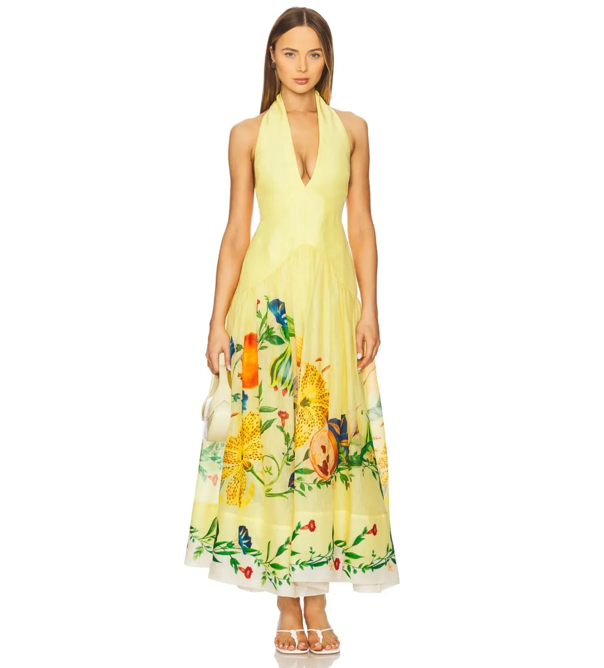 Alemais Dahlia Halter Maxi Dress Gown in Yellow Size  AU 14 for rent on The Volte - main image