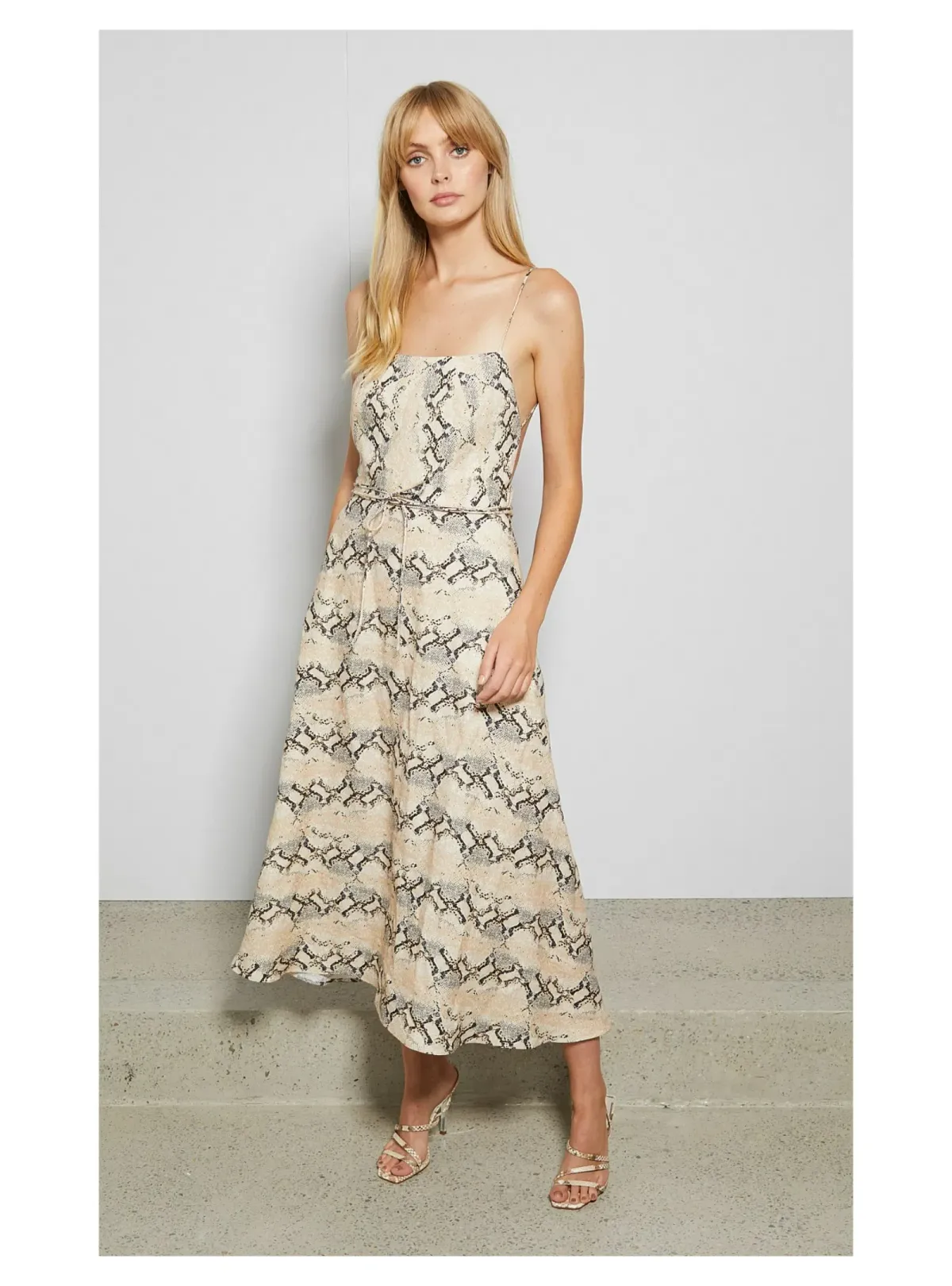 Bec & Bridge Franco Midi Dress Snakeskin Print Size AU 8 for rent on The Volte - main image