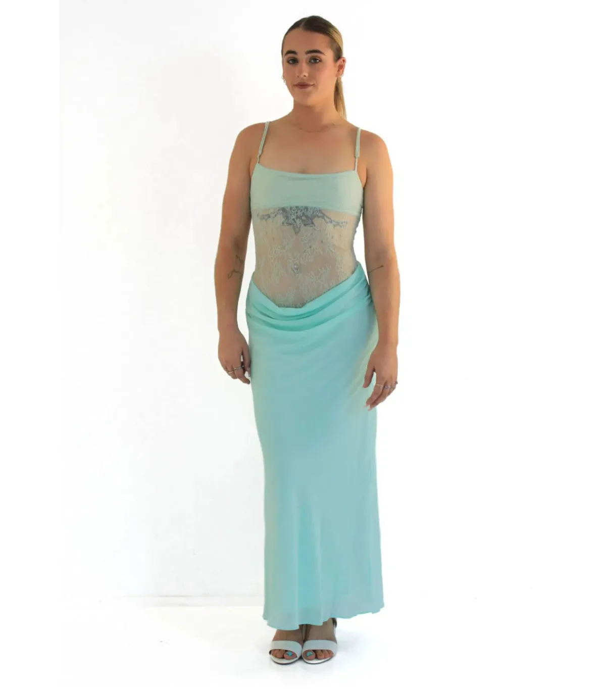 Benni Gabriel Maxi Dress Turquoise Sorbet Size AU 10 for rent on The Volte - main image