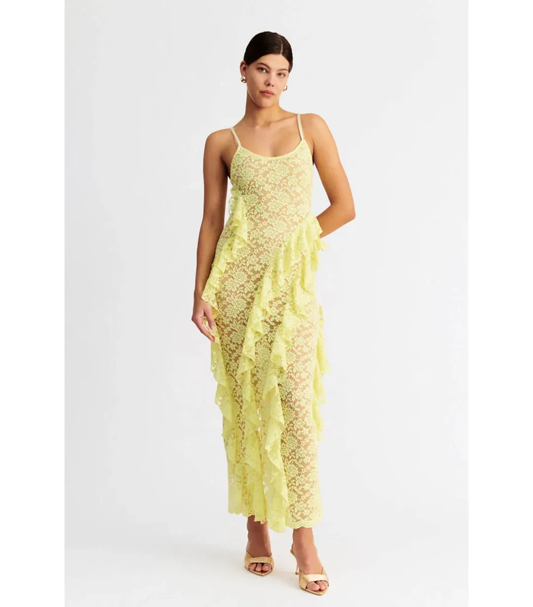 Suboo Gemma Strappy Maxi Dress Soft Lemon Size AU 8 for rent on The Volte - main image