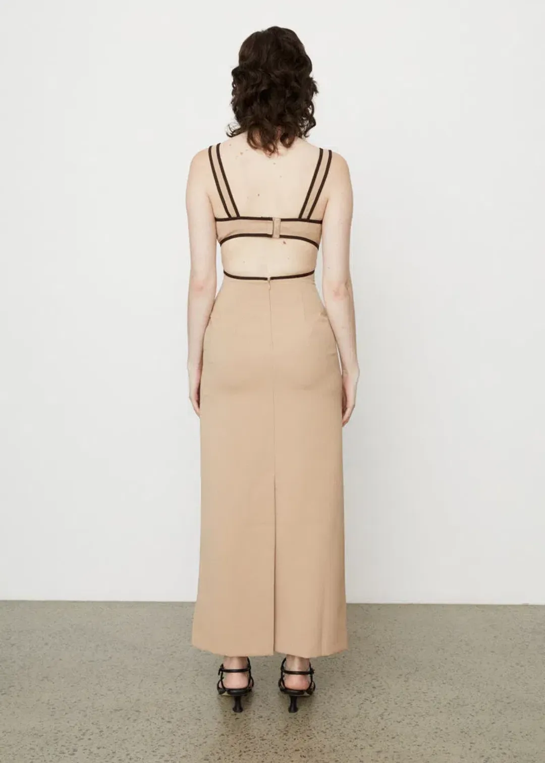 Wynn Hamlyn Burn Out Bodice Dress Beige Size 10 for rent on The Volte - main image