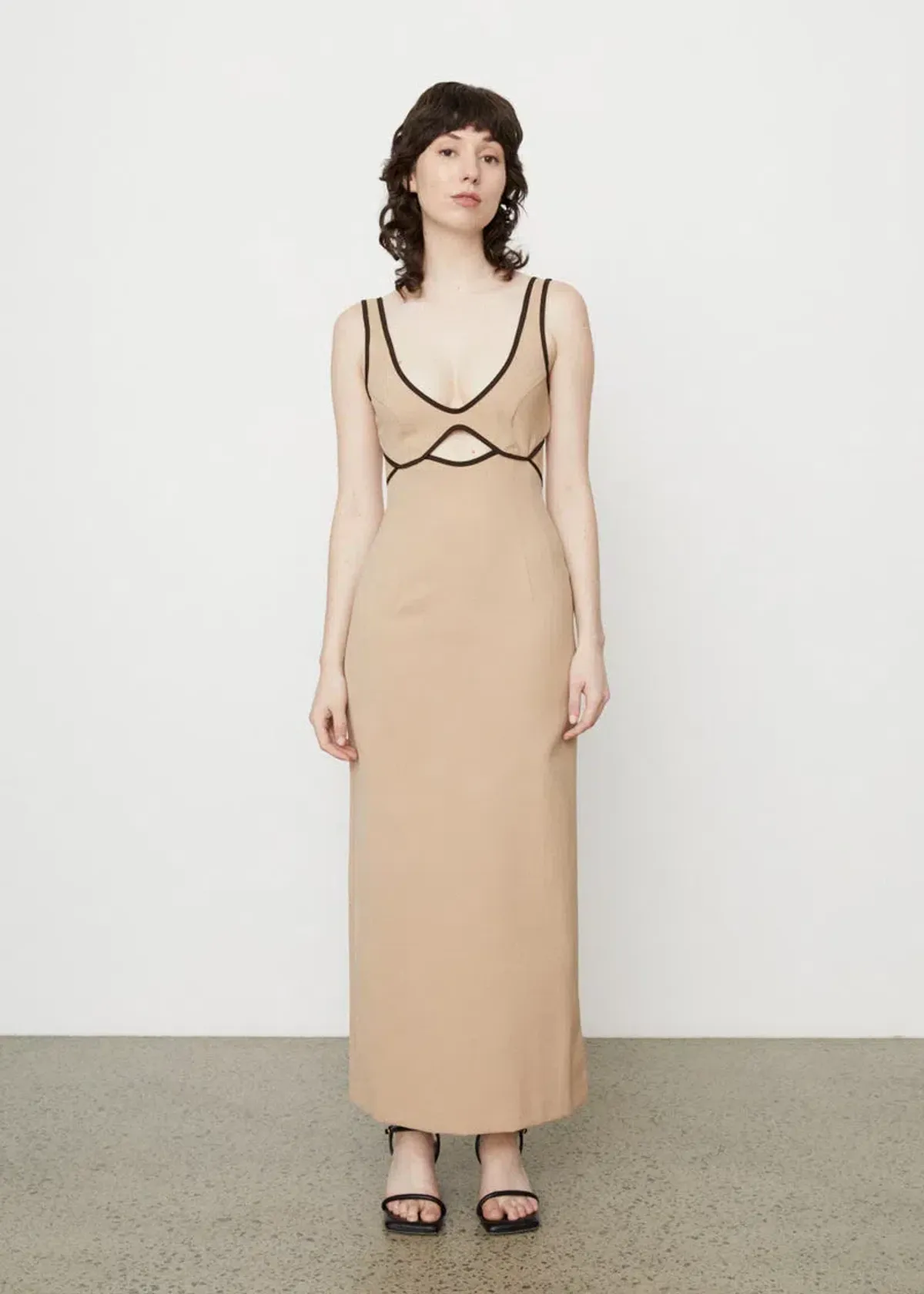 Wynn Hamlyn Burn Out Bodice Dress Beige Size 10 for rent on The Volte - main image