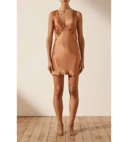 SHONA JOY La Lune Plunged Slip Dress Copper Size XS / AU 6 for rent on The Volte - image 1