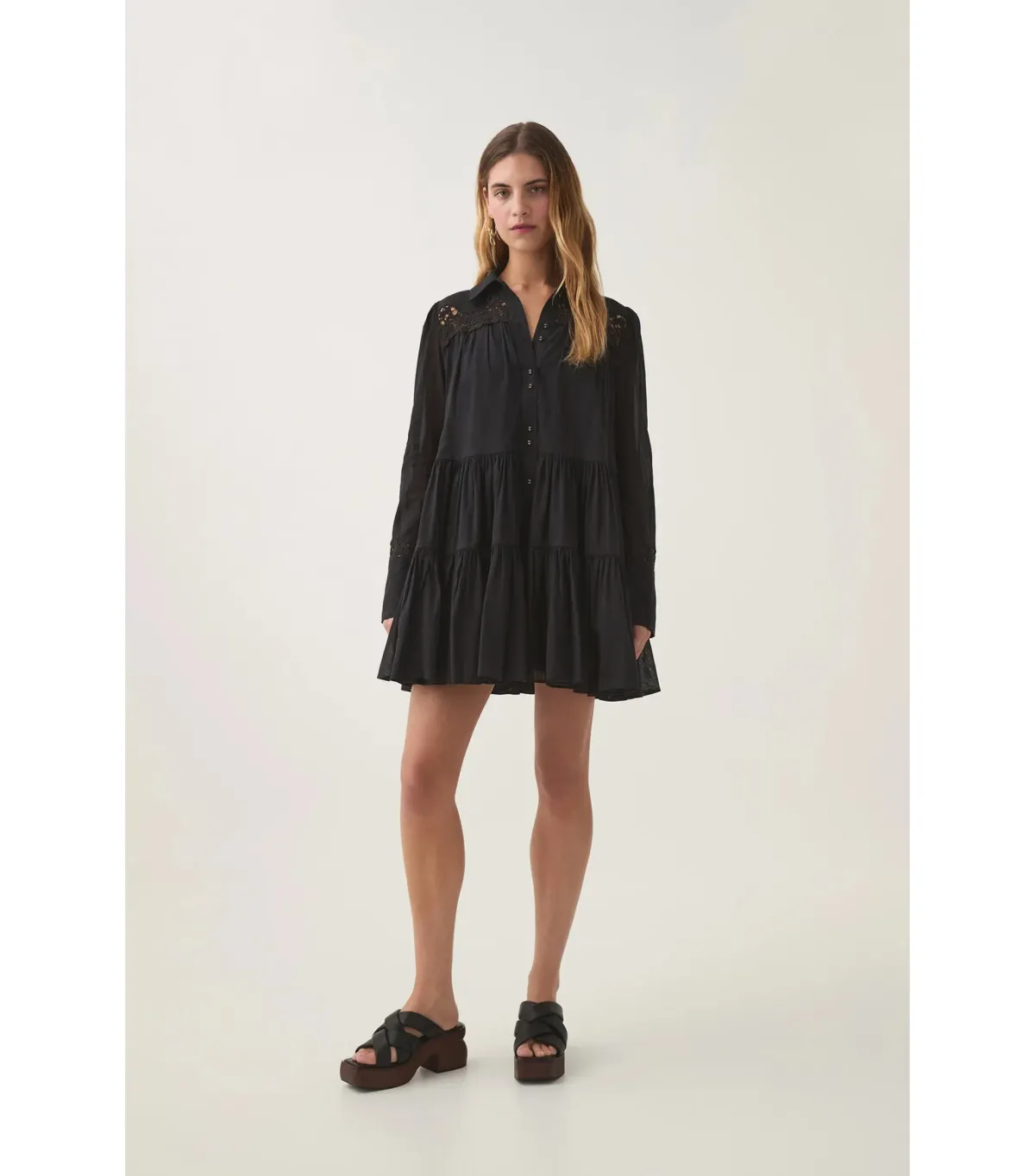Aje Charmer Lace Trim Mini Dress Black Size AU 6 for rent on The Volte - main image