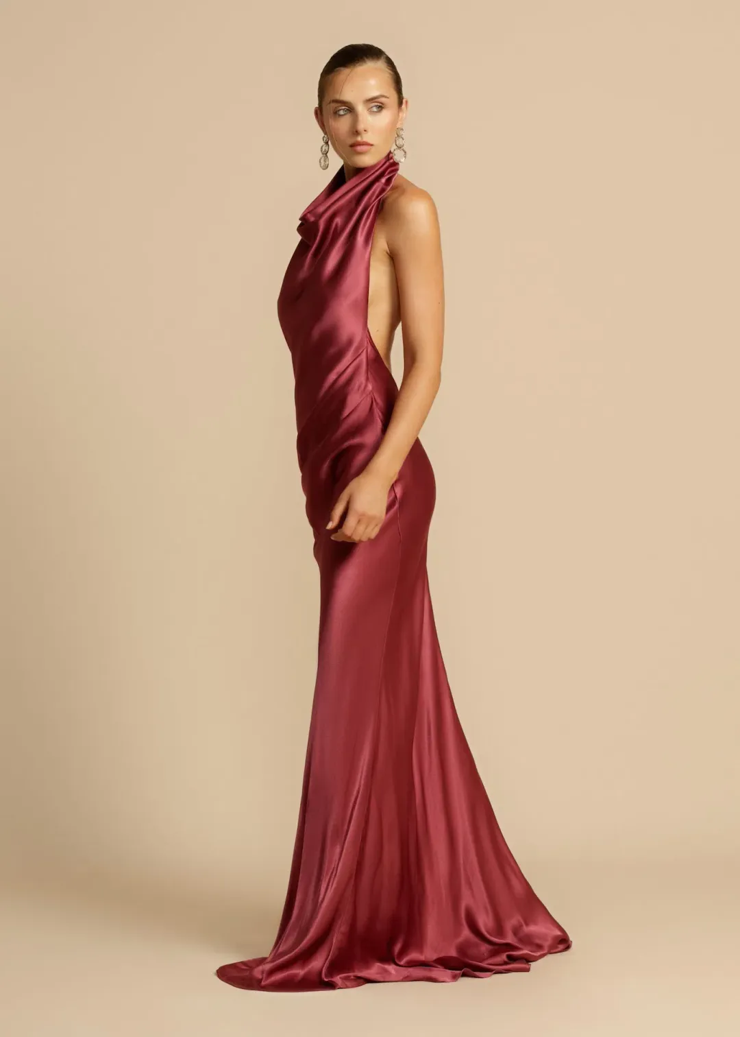 Arcina Ori Gaia Dress Burgundy Rich Plum Hue Size S / AU 8 for rent on The Volte - main image