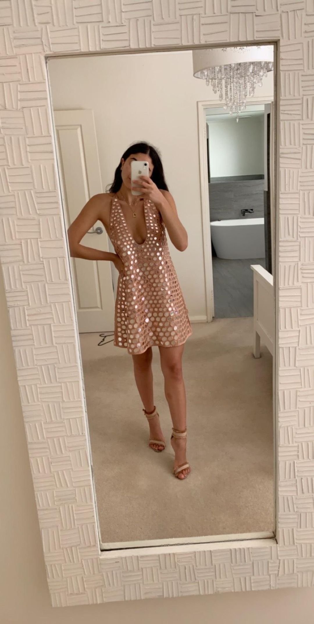 Zimmermann Lavish Mirror Slip Dress Nude Pink Size 8 for rent on The Volte - main image