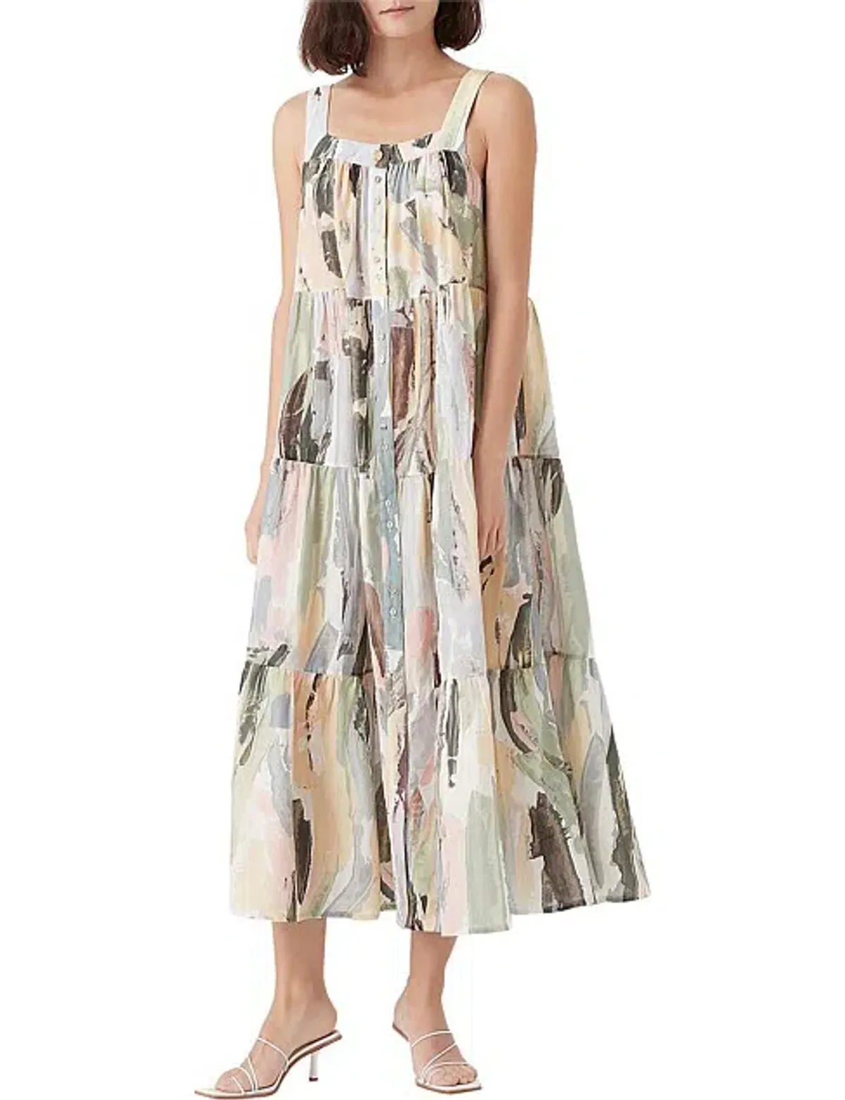 Aje Paperbark Tiered Midi Dress Size 14 for rent on The Volte - main image