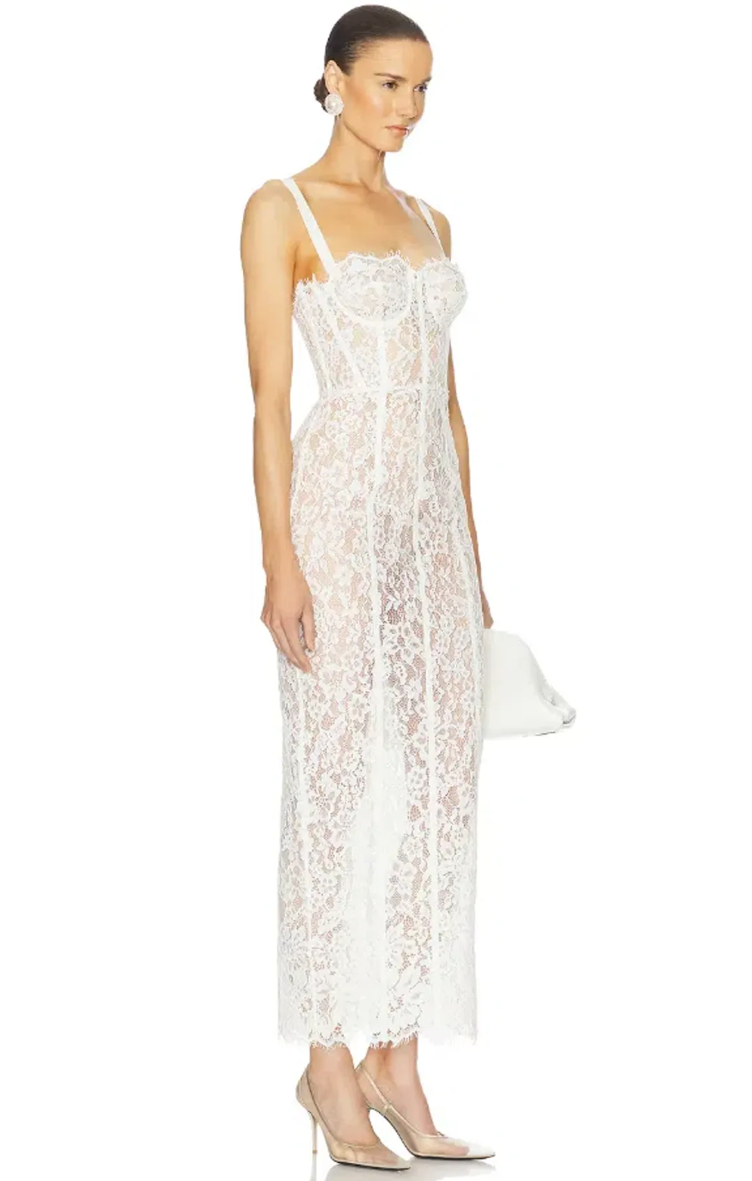 Helsa Lace Column Dress White Size 8/XS for rent on The Volte - main image
