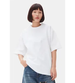 Ganni Heavy Cotton Drop Shoulder Heart T-shirt in White Size S/ AU 8 for rent on The Volte - image 2